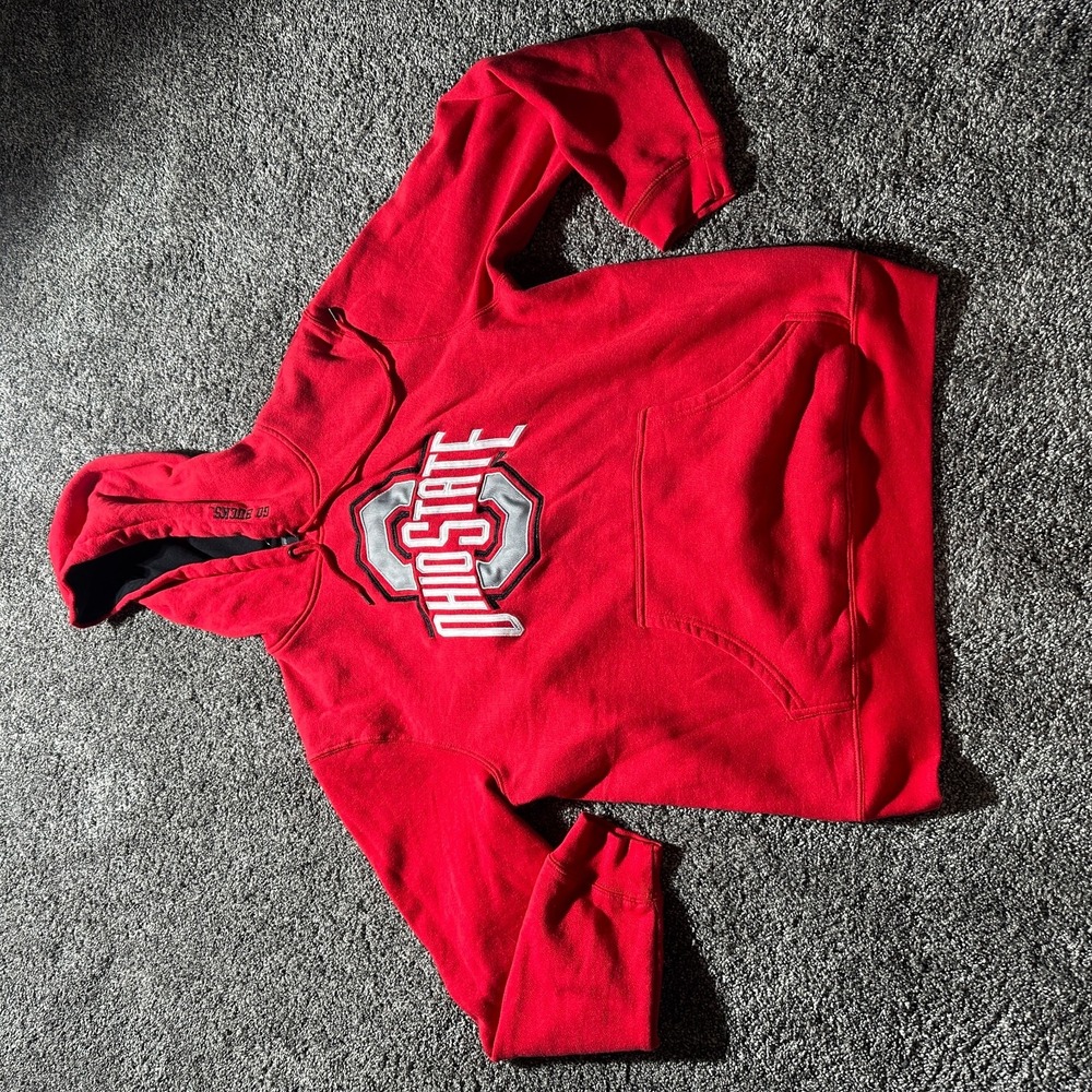 Ohio State Hoodie Mens Large Red Buckeyes Sweatshirt‎ College Logo Pullover Y2K